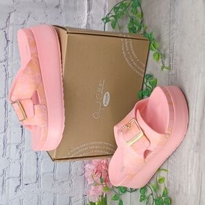 Dr. Scholl's Original Goals Buckle Slip On Wedge Sandals NIB